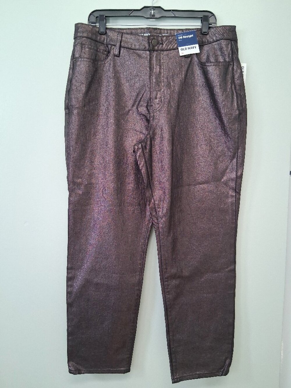 Old Navy High Rise Straight Ankle Jeans Shiny Sz 14